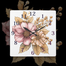 Floral Design Wall Clock