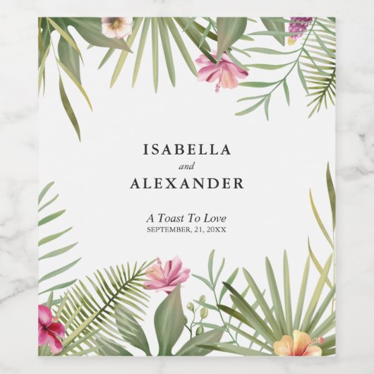 Floral design wijn etiket (Enkel label)