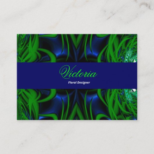 Floral Designer Blue en Green Design Visitekaartje (Voorkant)
