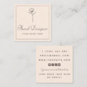 Floral Designer  Getekend Roos Botanisch Plant Vierkante Visitekaartje (Voorkant / Achterkant)