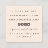 Floral Designer  Getekend Roos Botanisch Plant Vierkante Visitekaartje (Achterkant)