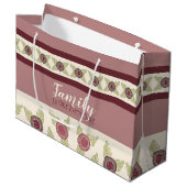 Floral Designer plum en frambozen Groot Cadeauzakje (Voorkant Gekanteld)