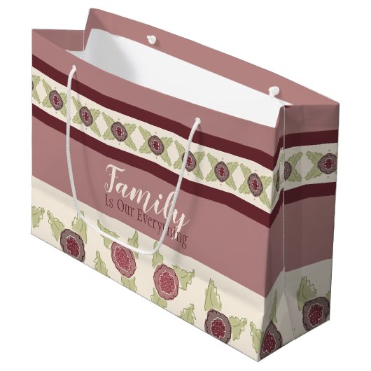 Floral Designer plum en frambozen Groot Cadeauzakje (Voorkant Gekanteld)
