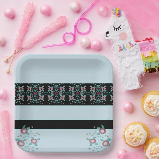 Floral Designer Square Papieren Bordje (Feest)