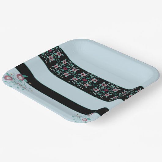 Floral Designer Square Papieren Bordje (Gebogen)