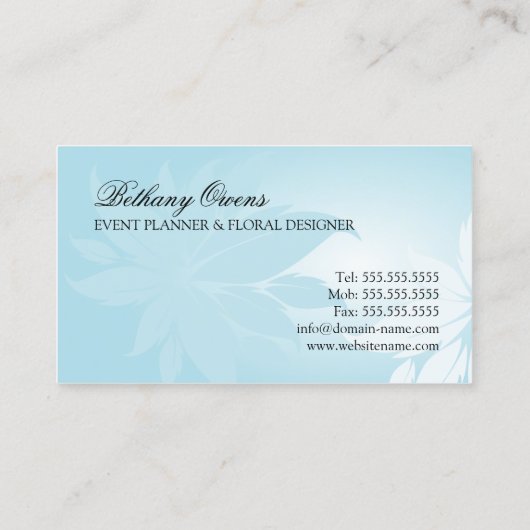 Floral Designer voor Event Planner Visitekaartje (Achterkant)