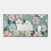 Floral Desk Mat – Aangepaste naam Kantoor Decor (Keyboard & Muis)