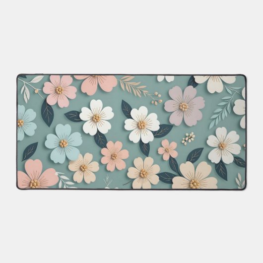 Floral Desk Mat – Aangepaste naam Kantoor Decor (Voorkant)