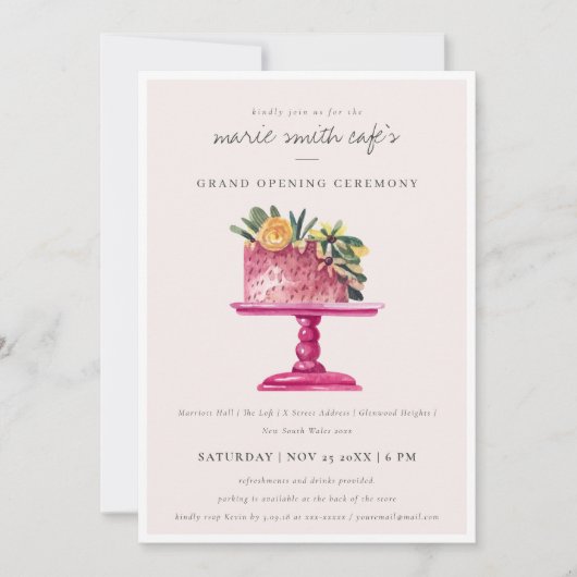 Floral Dessert Cake Store Grand Opening Bedankkaart (Voorkant)