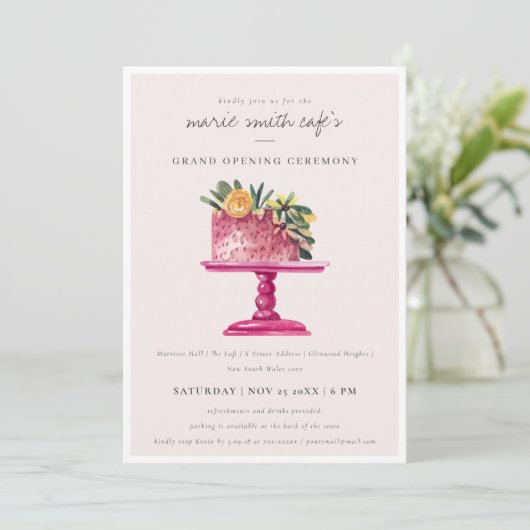 Floral Dessert Cake Store Grand Opening Bedankkaart (Staand voorkant)