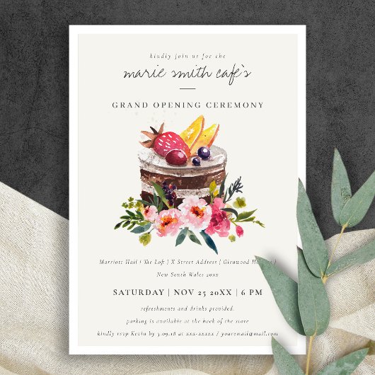 Floral Dessert Pastries Store Grand Opening Bedankkaart