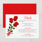 Floral Details Red Rose Flower - Wedding Party Kaart (Voorkant / Achterkant)