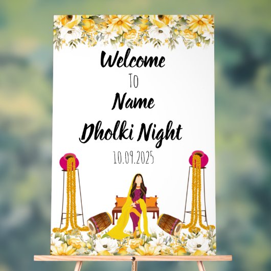 Floral Dholki nacht acryl teken Bord (Neutraal)