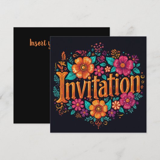 Floral dia de los muertos kaart (Voorkant / Achterkant)
