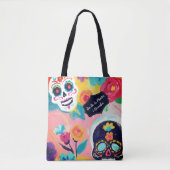 Floral Dia De Los Muertos Tote Bag (Voorkant)