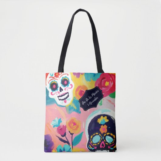 Floral Dia De Los Muertos Tote Bag (Voorkant)