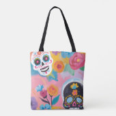 Floral Dia De Los Muertos Tote Bag (Achterkant)