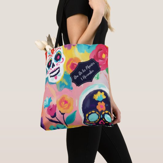 Floral Dia De Los Muertos Tote Bag (Dichtbij)