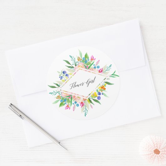 Floral Diamond Bloemenmeisje Sticker (Envelop)