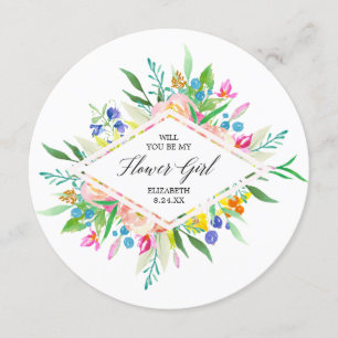 Floral Diamond Bridesmaid Bloemenmeisje Kaart