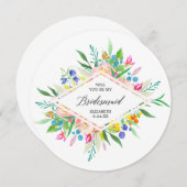 Floral Diamond Bridesmaid Kaart (Voorkant / Achterkant)
