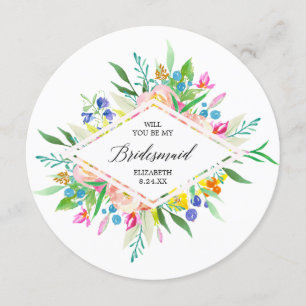 Floral Diamond Bridesmaid Kaart