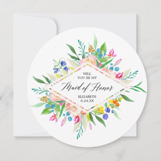 Floral Diamond Bridesmaid Maid of Honor Kaart (Voorkant)
