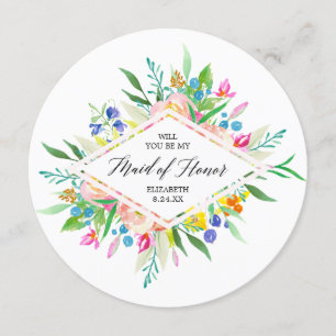 Floral Diamond Bridesmaid Maid of Honor Kaart