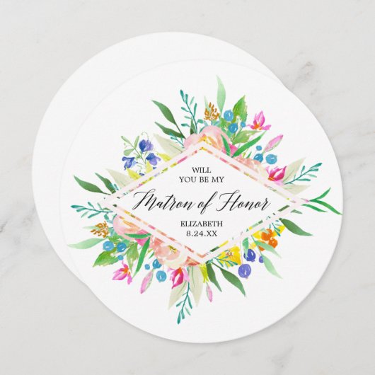 Floral Diamond bruidsmeisje Matron of Honor Kaart (Voorkant / Achterkant)