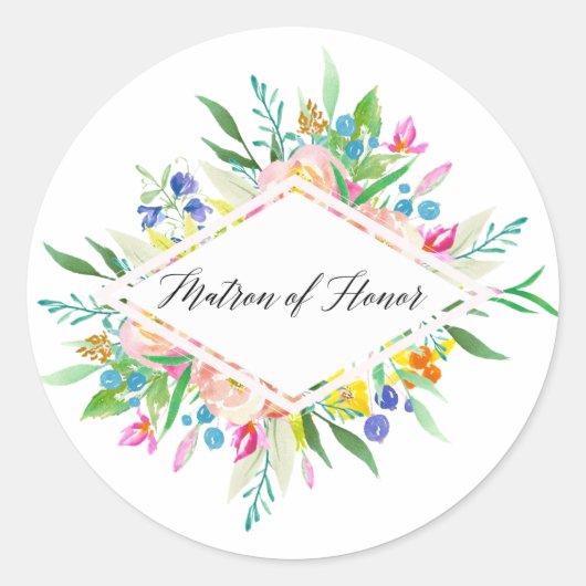 Floral Diamond Matron of Honor Sticker (Voorkant)