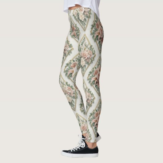 Floral Diamonds Pattern – Geometric Botanical  Leggings (Links)