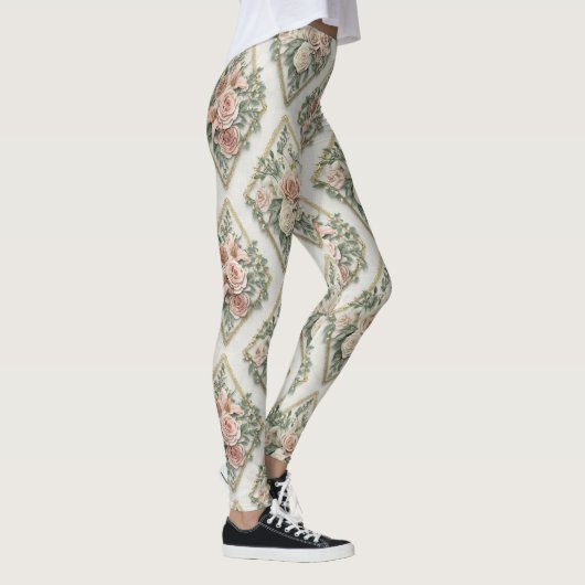Floral Diamonds Pattern – Geometric Botanical  Leggings (Rechts)
