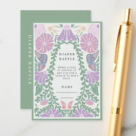 Floral Diaper Raffle Baby Shower Enclosure Card Informatiekaartje