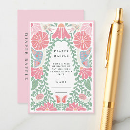 Floral Diaper Raffle Baby Shower Enclosure Card Informatiekaartje