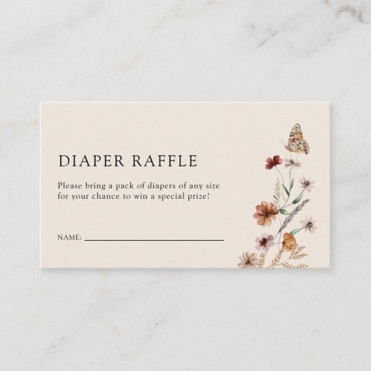 Floral Diaper Raffle Enclosure Kaart (Voorkant)