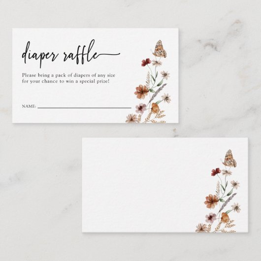 Floral Diaper Raffle Enclosure Kaart (Voorkant / Achterkant)