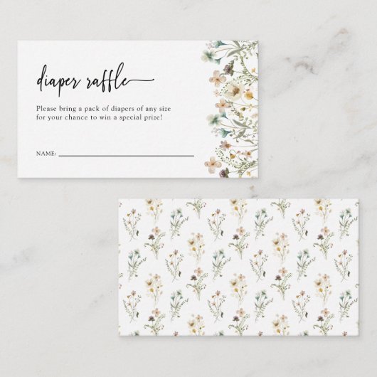 Floral Diaper Raffle Informatiekaartje (Voorkant / Achterkant)