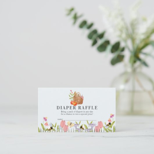 Floral diaper Raffle Ticket Informatiekaartje (Staand voorkant)