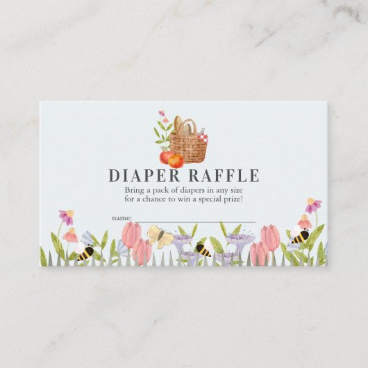 Floral diaper Raffle Ticket Informatiekaartje (Voorkant)