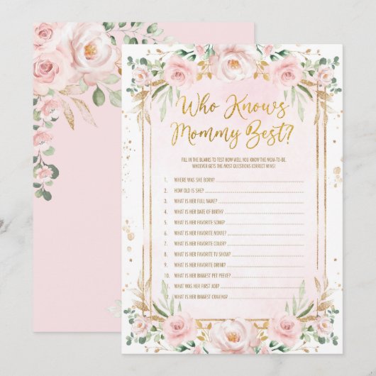 Floral die de beste Kaart van het Baby shower kent (Voorkant / Achterkant)