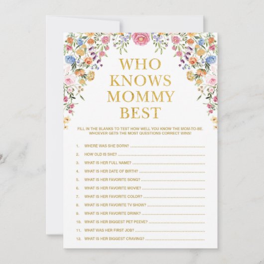 Floral die de beste Kaart van het Baby shower kent (Voorkant)