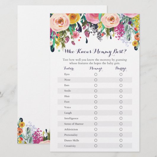 Floral die het beste Baby shower van mama kent (Voorkant / Achterkant)