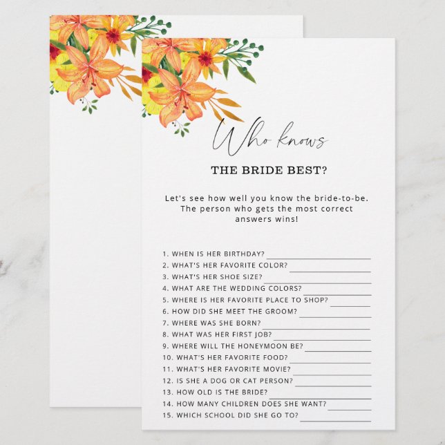 Floral die het beste spel kent (Voorkant / Achterkant)