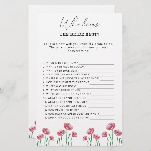 Floral die het beste spel kent (Voorkant / Achterkant)