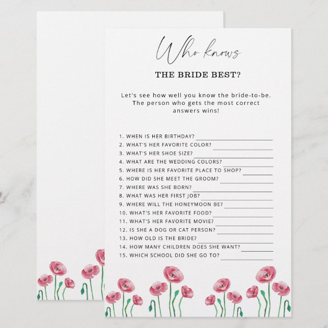 Floral die het beste spel kent (Voorkant / Achterkant)