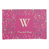 FLORAL Diep Roze | MONOGRAM | Schrift Kussensloop (Voorkant-Rechts)