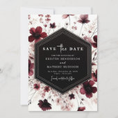 Floral Digital Bourgogne bruiloft Save The Date (Voorkant)