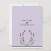Floral Digital Lavender Romantic Wedding Kaart (Achterkant)