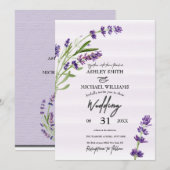 Floral Digital Lavender Romantic Wedding Kaart (Voorkant / Achterkant)