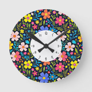 Floral Digitale Schilderij Bloemen Patroon-38875 Ronde Klok